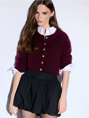 Mohito - Bordowy kardigan z wełną - kasztanowy