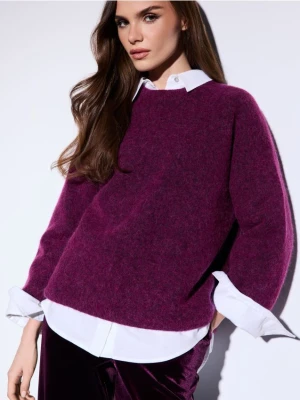 Mohito - Bordowy sweter z wełną alpaki - kasztanowy