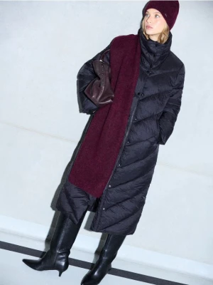 Mohito - Bordowy szalik z wełną alpaki - kasztanowy