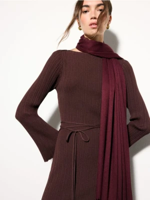 Mohito - Bordowy szalik z wiskozy - kasztanowy