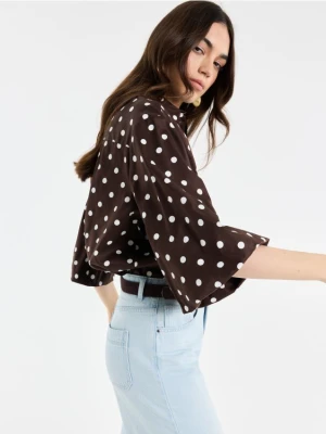 Mohito - Brązowa koszula z bufiastymi rękawami - ciemnobrązowy