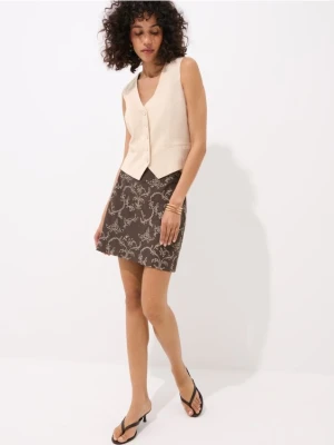 Mohito - Brązowa spódnica mini - ciemnobrązowy