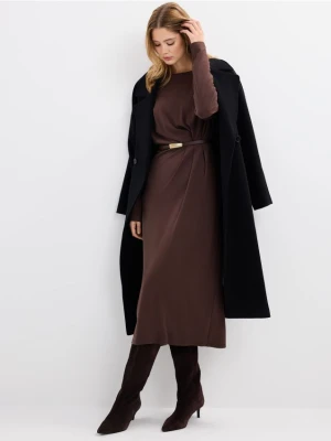 Mohito - Sukienka midi z paskiem - brązowy