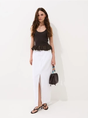 Mohito - Brązowy top z baskinką - brązowy