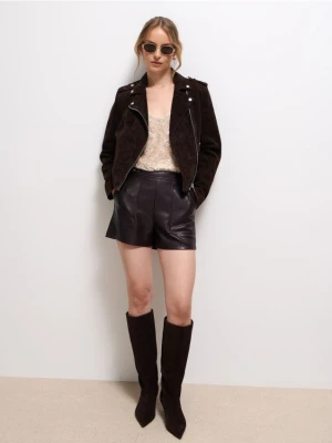 Mohito - Burgundowe szorty z wysokim stanem - mahoń