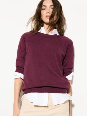 Mohito - Burgundowy sweter z wiskozą - kasztanowy