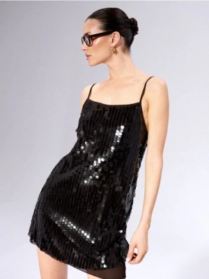 Mohito - Cekinowa sukienka mini - kasztanowy