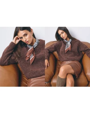 Mohito - Ciemnobrązowy sweter z wełną alpaki - brązowy