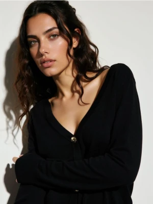 Mohito - Czarny kardigan z ozdobnymi guzikami - czarny