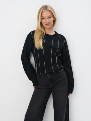 Mohito - Czarny sweter z ozdobnym splotem - czarny