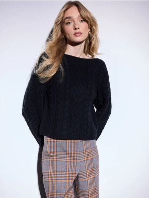 Mohito - Czarny sweter z ozdobnym splotem - czarny