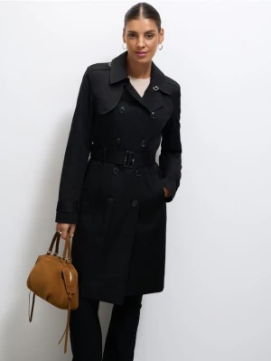 Mohito - Czarny trencz z paskiem - czarny