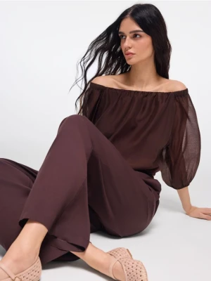 Mohito - Czekoladowa bluzka z odkrytymi ramionami - ciemnobrązowy