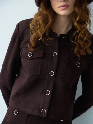 Mohito - Czekoladowa kurtka boxy - ciemnobrązowy