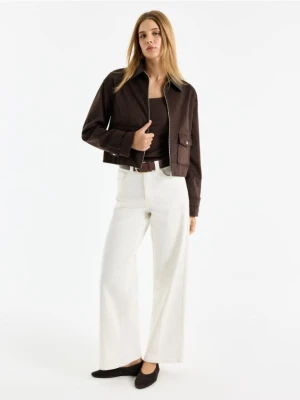 Mohito - Czekoladowa kurtka z imitacji zamszu - ciemnobrązowy