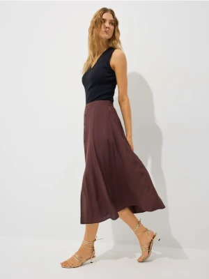 Mohito - Czekoladowa spódnica midi z guzikami - ciemnobrązowy