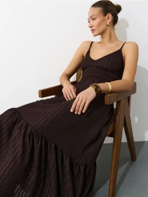 Mohito - Czekoladowa sukienka maxi - ciemnobrązowy