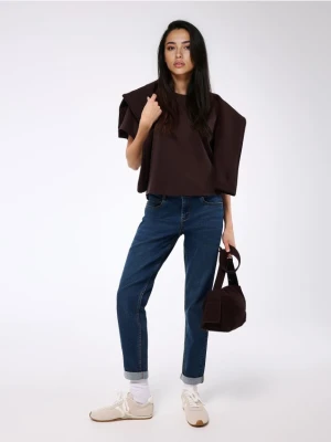 Mohito - Czekoladowy t-shirt z merceryzowanej bawełny - ciemnobrązowy