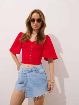 Mohito - Czerwona bluzka z bufiastymi rękawami - czerwony