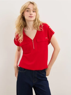 Mohito - Czerwona bluzka z wiskozy - czerwony