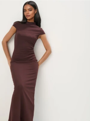 Mohito - Dopasowana sukienka midi - ciemnobrązowy