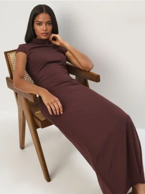 Mohito - Dopasowana sukienka midi - ciemnobrązowy