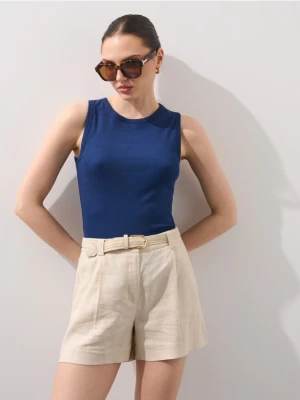 Mohito - Dopasowany granatowy top - granatowy