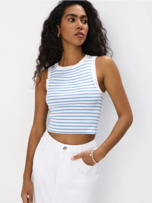 Mohito - Dopasowany top w błękitne paski - błękitny