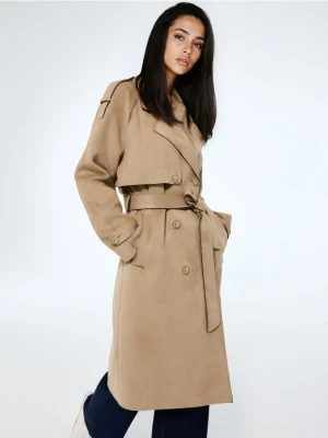 Mohito - Dwurzędowy trencz oversize - beżowy