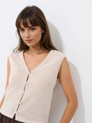 Mohito - Dzianinowa kremowa kamizelka - beżowy