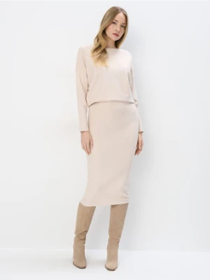 Mohito - Dzianinowa kremowa spódnica midi - beżowy