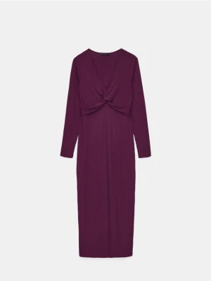 Mohito - Dzianinowa sukienka midi - czerwony