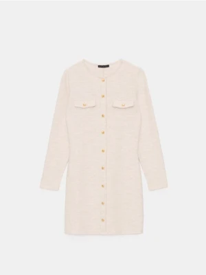 Mohito - Dzianinowa sukienka mini - beżowy