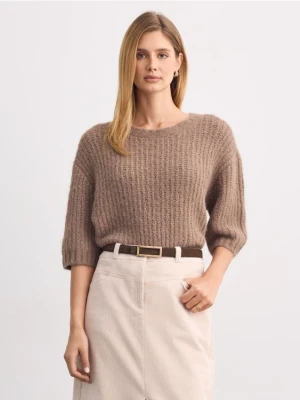 Mohito - Dzianinowy sweter z krótkim rękawem - beżowy