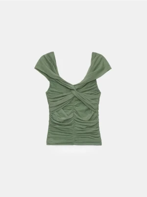 Mohito - Elegancka bluzka z marszczeniami - zielony