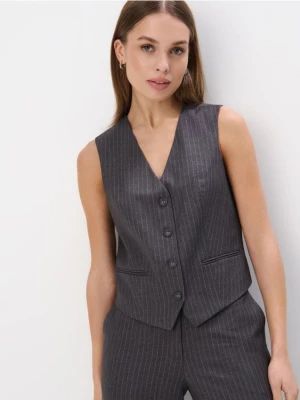Mohito - Elegancka szara kamizelka w paski - szary