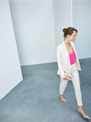 Mohito - Eleganckie beżowe spodnie - kremowy