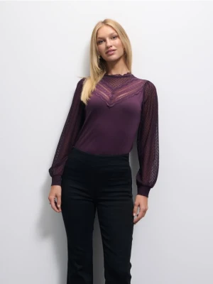 Mohito - Fioletowa bluzka z ozdobnym przodem - ciemny fiolet