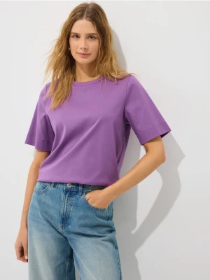 Mohito - Fioletowy t-shirt z bawełny merceryzowanej - fioletowy