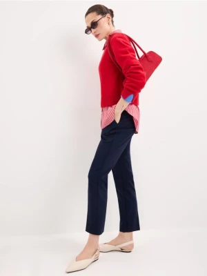 Mohito - Granatowe spodnie z paskiem - granatowy