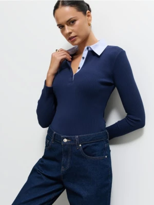 Zdjęcie produktu Mohito - Granatowy longsleeve z kołnierzykiem polo - granatowy