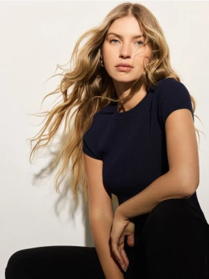 Mohito - Granatowy sweter z krótkim rękawem - granatowy