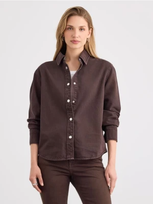 Mohito - Jeansowa koszula - ciemnobrązowy