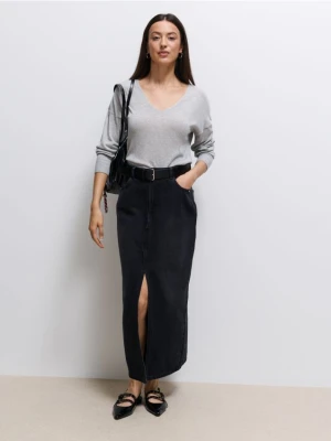 Mohito - Jeansowa spódnica maxi - czarny