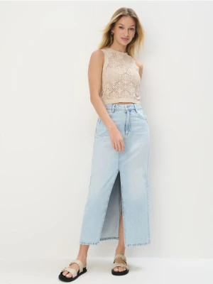 Mohito - Jeansowa spódnica maxi - niebieski