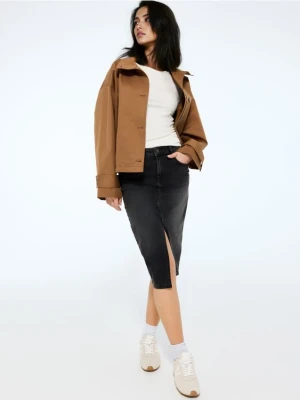 Mohito - Jeansowa spódnica midi - czarny