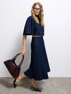 Mohito - Jeansowa spódnica midi - granatowy