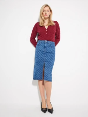 Mohito - Jeansowa spódnica midi - granatowy