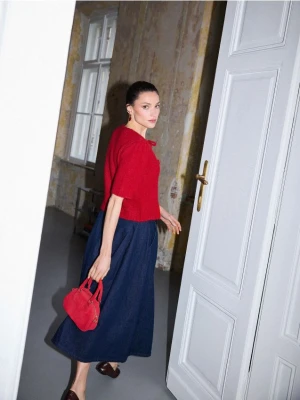 Mohito - Jeansowa spódnica midi - granatowy