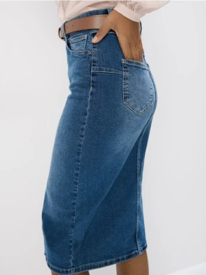 Mohito - Jeansowa spódnica midi - niebieski